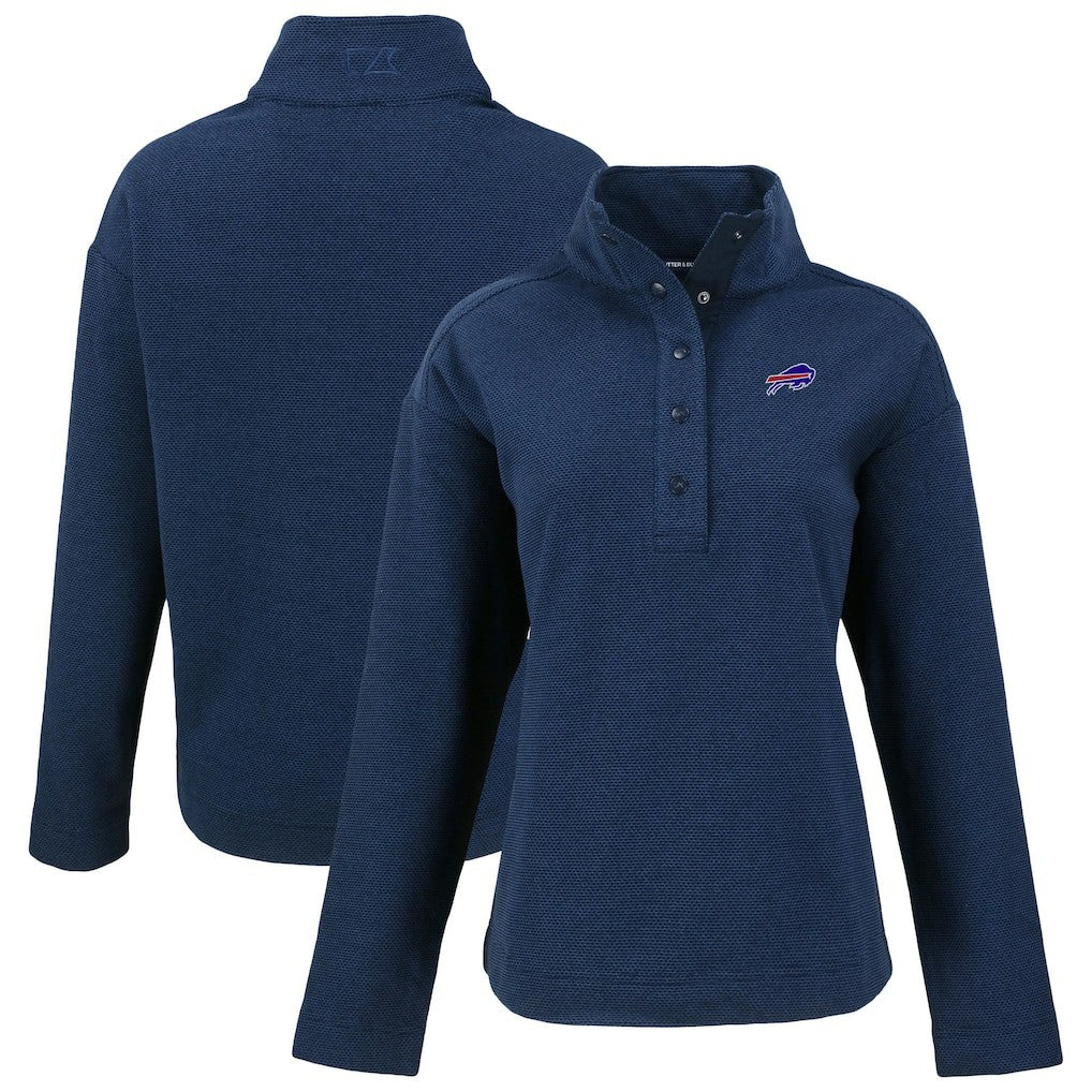 Buffalo Bills Cutter & Buck Women's Hunts Point Eco Half-Snap Sweatshirt - Navy outlet