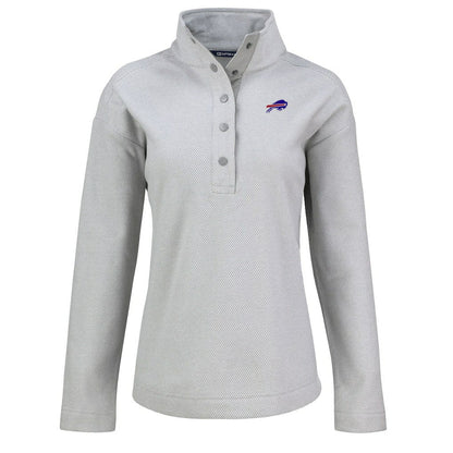 Buffalo Bills Cutter & Buck Women's Hunts Point Eco Half-Snap Sweatshirt - Gray discount