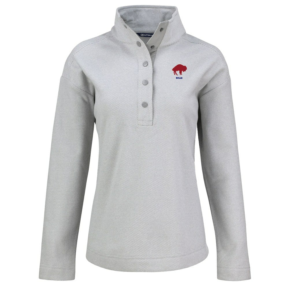 Buffalo Bills Cutter & Buck Women's Hunts Point Eco Half-Snap Sweatshirt - Gray cheap