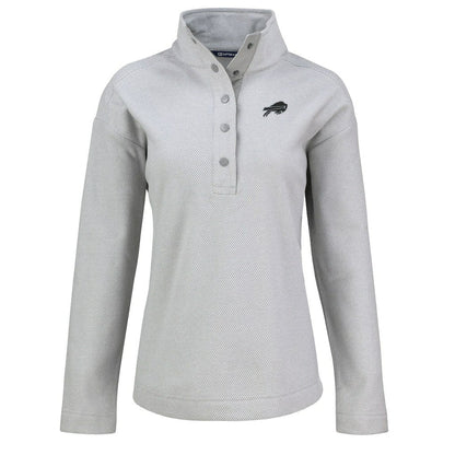 Buffalo Bills Cutter & Buck Women's Hunts Point Eco Half-Snap Sweatshirt - Gray online