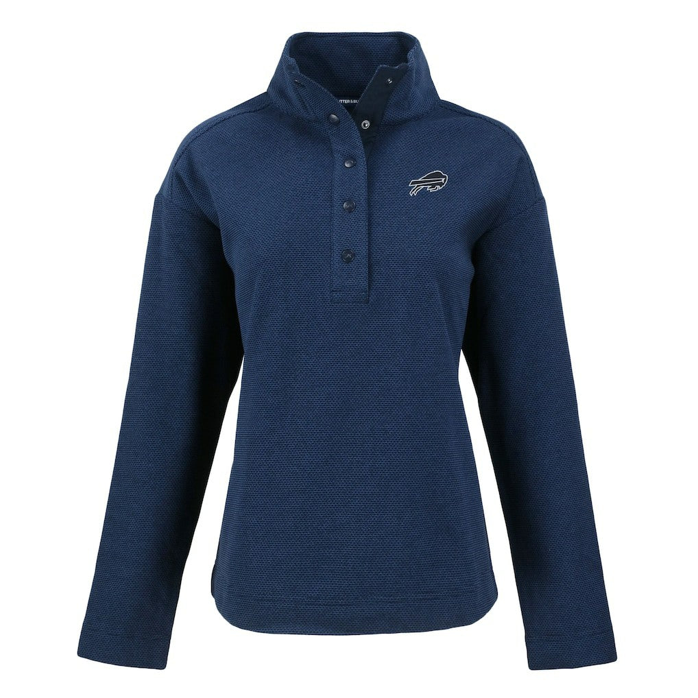 Buffalo Bills Cutter & Buck Women's Hunts Point Eco Half-Snap Sweatshirt - Navy for sale