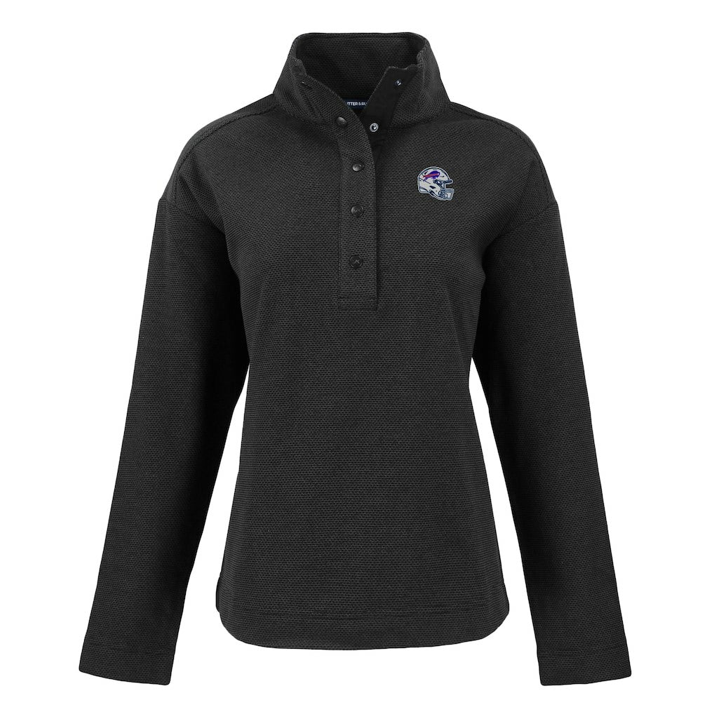 Buffalo Bills Cutter & Buck Women's Hunts Point Eco Half-Snap Sweatshirt - Black for sale