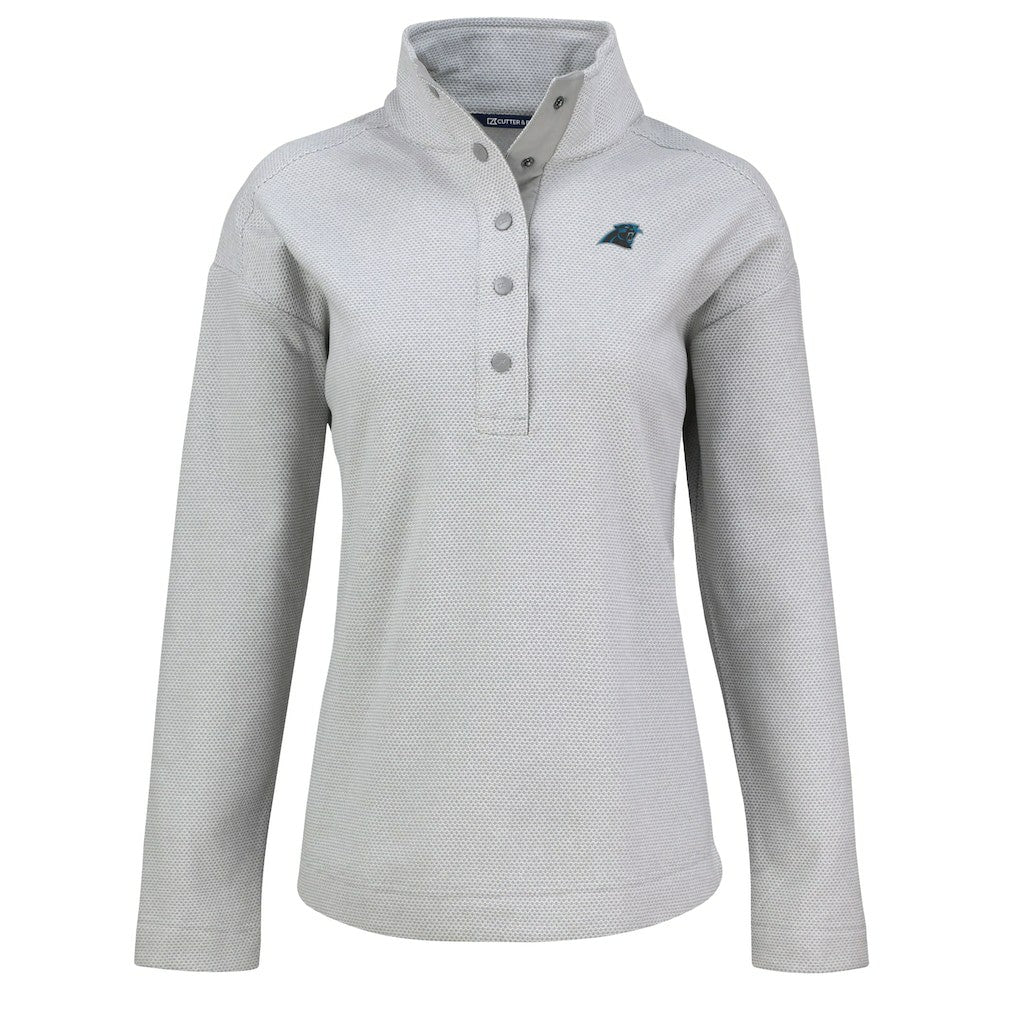 Carolina Panthers Cutter & Buck Women's Hunts Point Eco Half-Snap Sweatshirt - Gray cheap