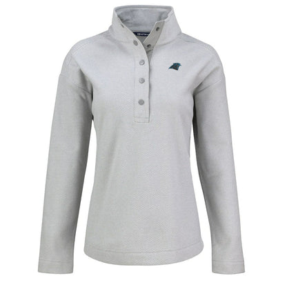 Carolina Panthers Cutter & Buck Women's Hunts Point Eco Half-Snap Sweatshirt - Gray cheap