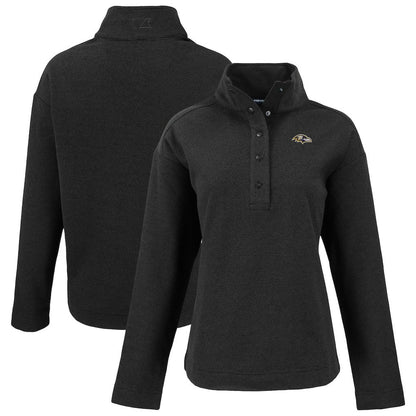 Baltimore Ravens Cutter & Buck Women's Hunts Point Eco Half-Snap Sweatshirt - Black cheap