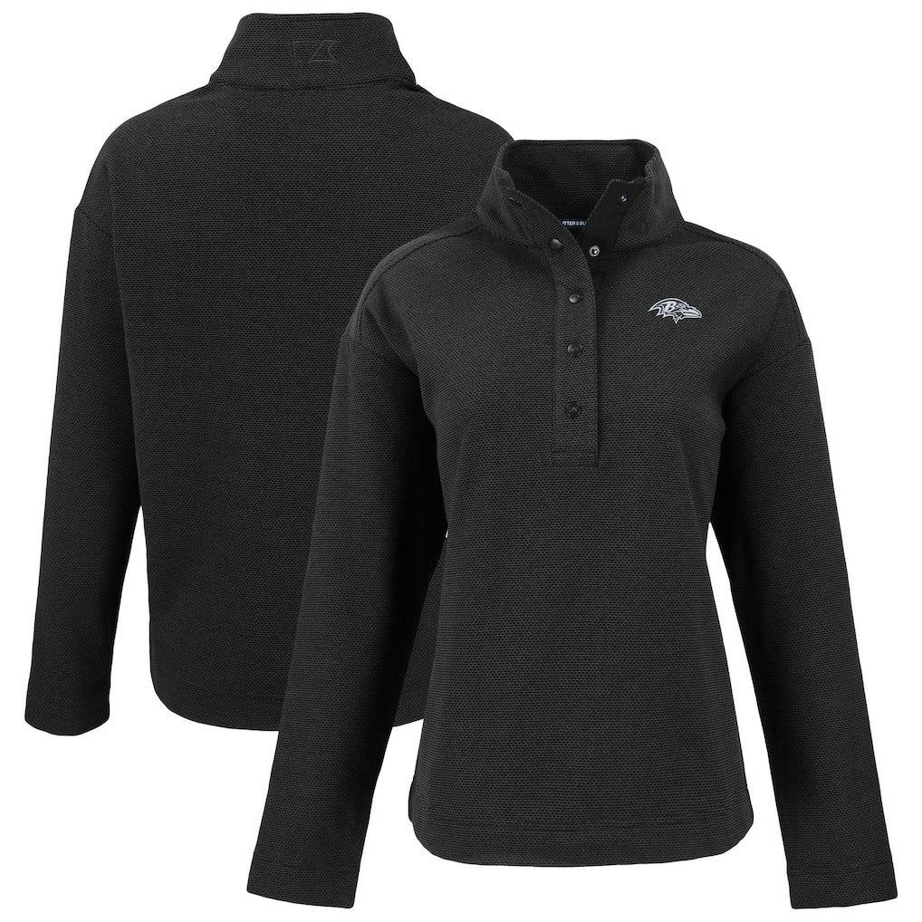 Baltimore Ravens Cutter & Buck Women's Hunts Point Eco Half-Snap Sweatshirt - Black cheap