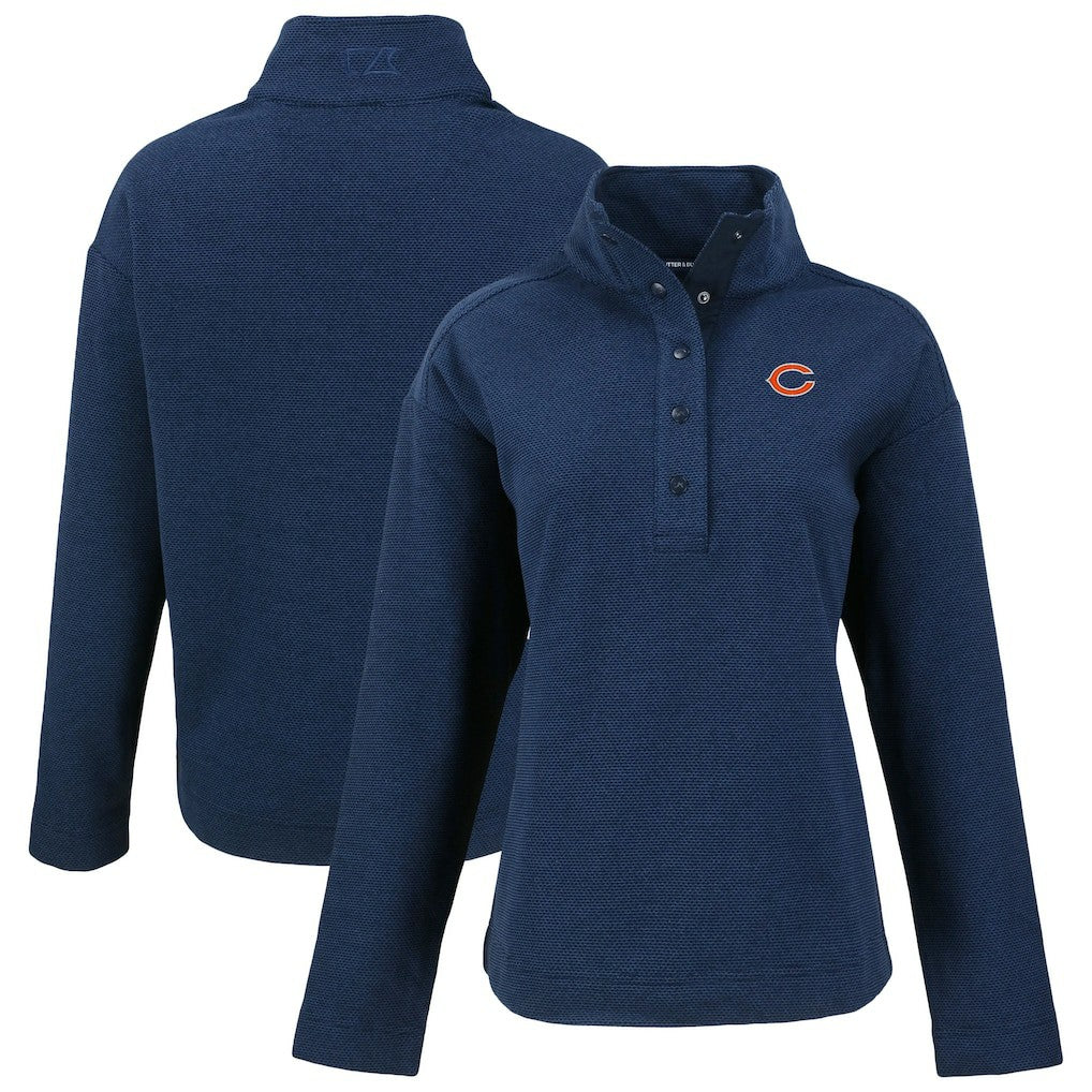 Chicago Bears Cutter & Buck Women's Hunts Point Eco Half-Snap Sweatshirt - Navy cheap