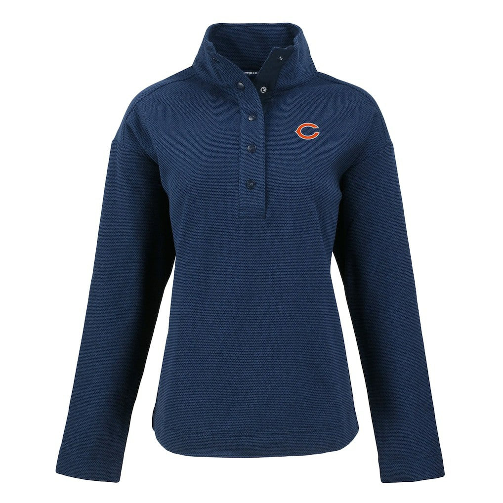 Chicago Bears Cutter & Buck Women's Hunts Point Eco Half-Snap Sweatshirt - Navy cheap