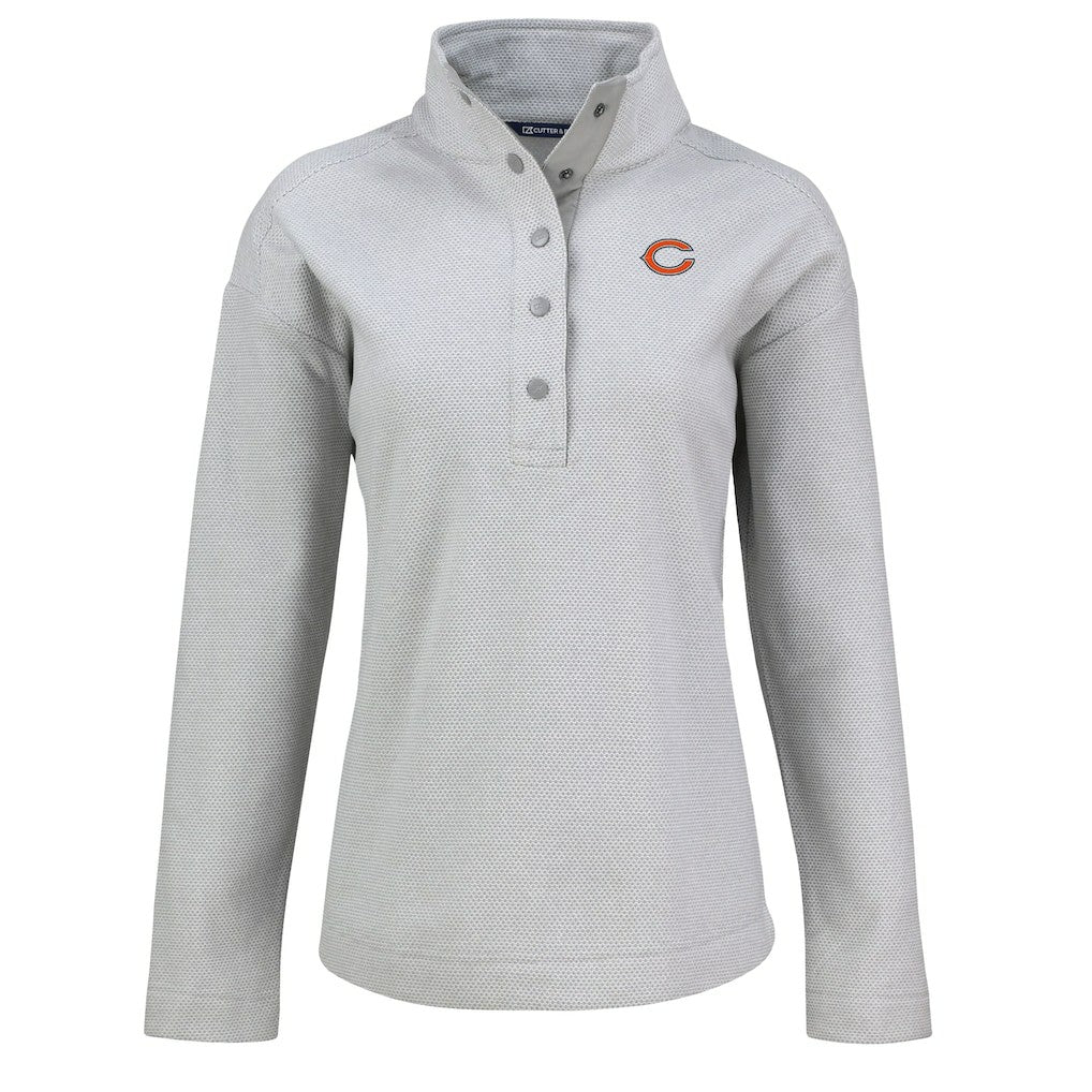 Chicago Bears Cutter & Buck Women's Hunts Point Eco Half-Snap Sweatshirt - Gray discount