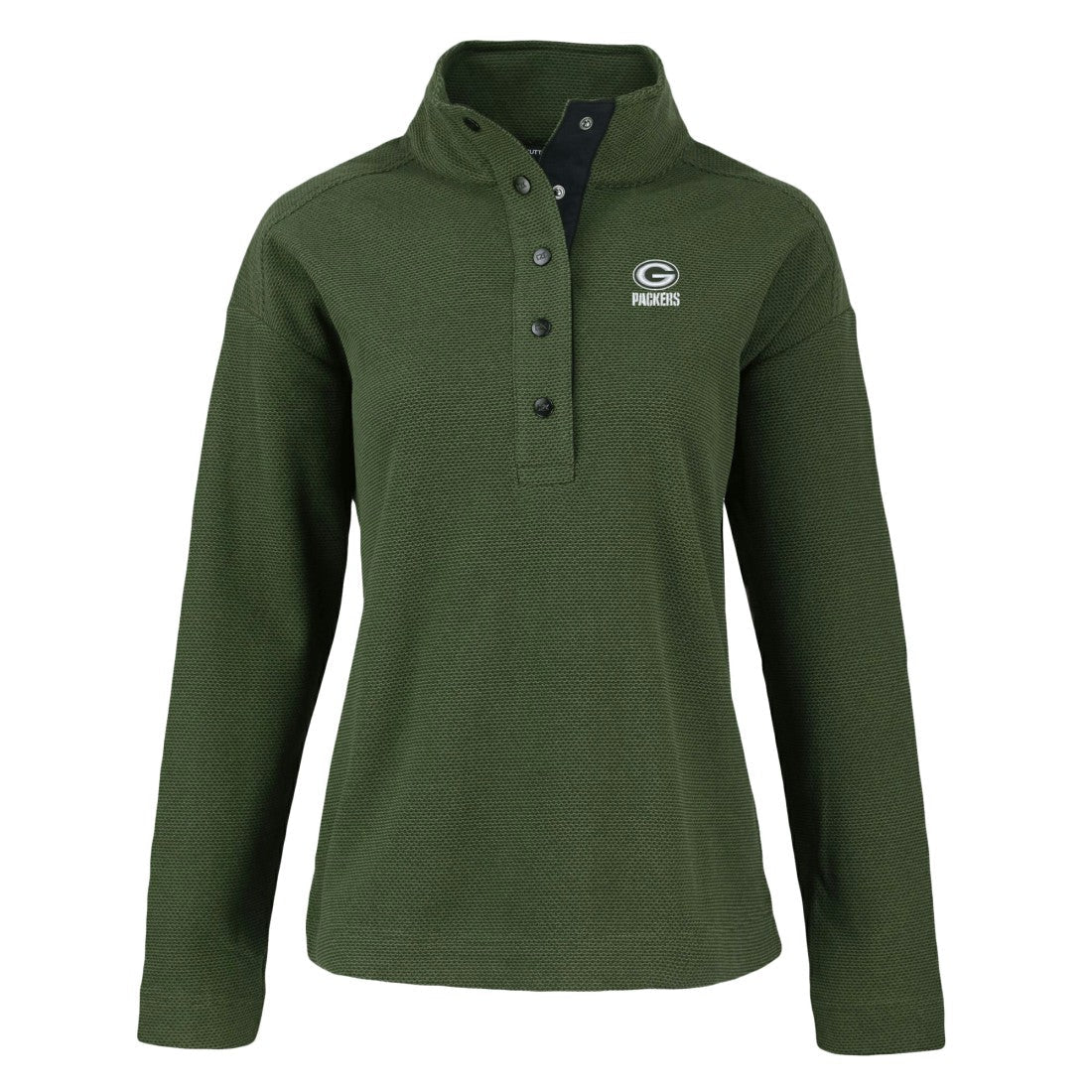 Green Bay Packers Cutter & Buck Women's Hunts Point Eco Half-Snap Sweatshirt - Green sale