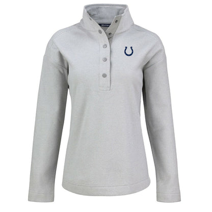 Indianapolis Colts Cutter & Buck Women's Hunts Point Eco Half-Snap Sweatshirt - Gray sale