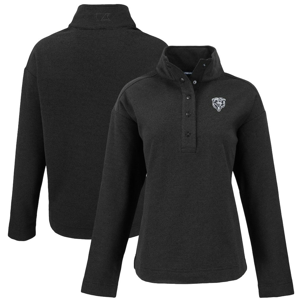 Chicago Bears Cutter & Buck Women's Hunts Point Eco Half-Snap Sweatshirt - Black outlet