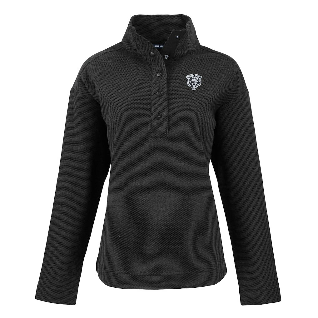 Chicago Bears Cutter & Buck Women's Hunts Point Eco Half-Snap Sweatshirt - Black outlet