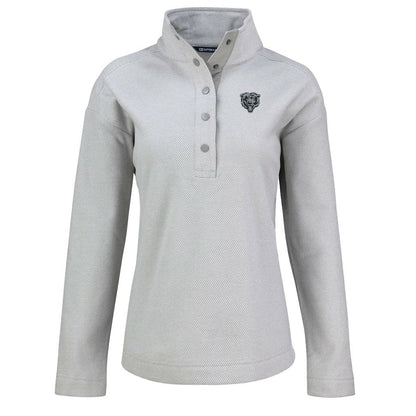 Chicago Bears Cutter & Buck Women's Hunts Point Eco Half-Snap Sweatshirt - Gray for sale