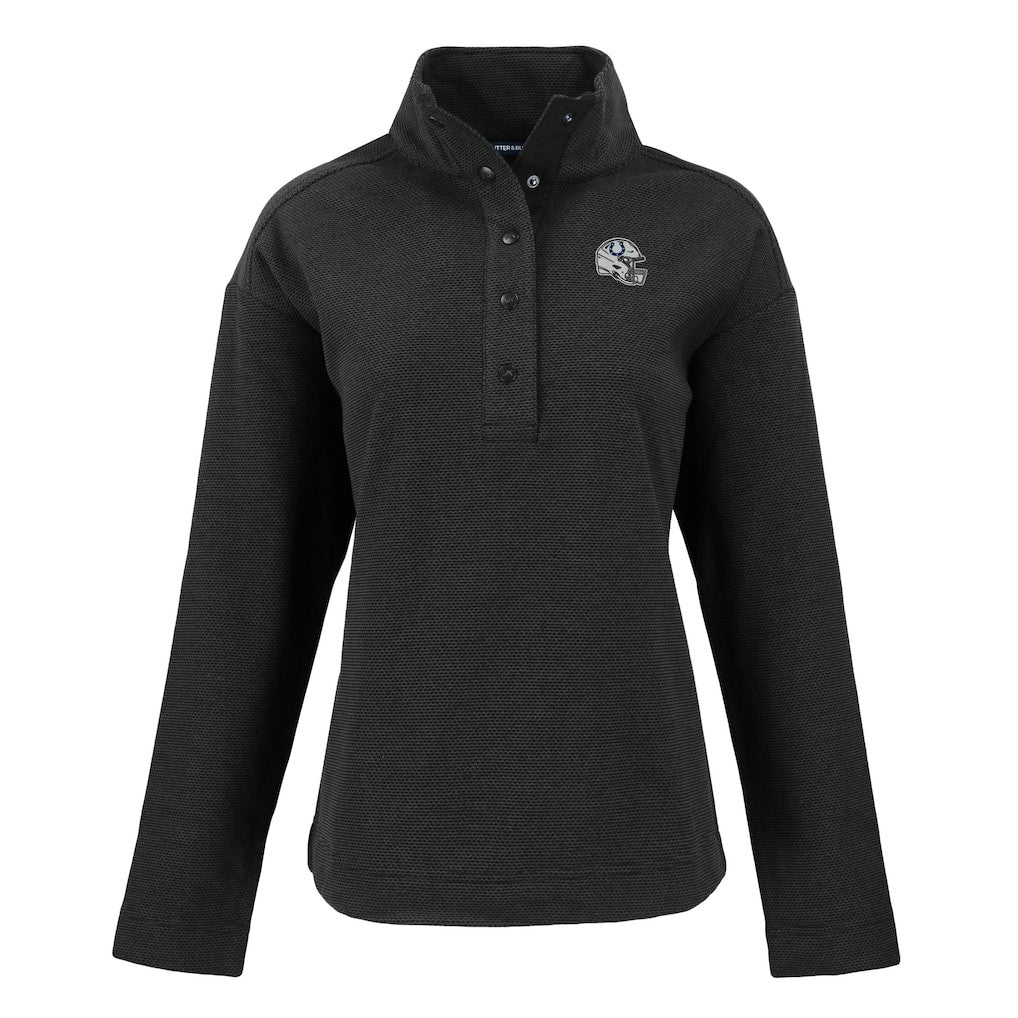 Indianapolis Colts Cutter & Buck Women's Hunts Point Eco Half-Snap Sweatshirt - Black for sale