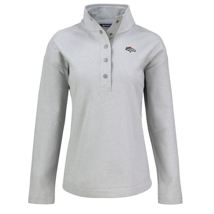 Denver Broncos Cutter & Buck Women's Hunts Point Eco Half-Snap Sweatshirt - Gray sale