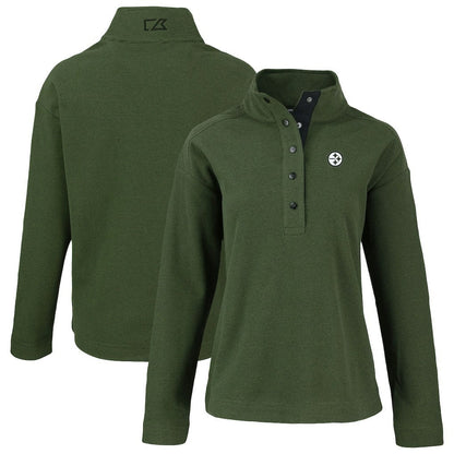 Pittsburgh Steelers Cutter & Buck Women's Hunts Point Eco Half-Snap Sweatshirt - Green sale