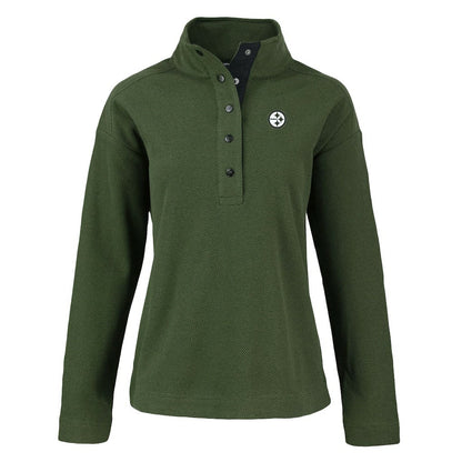 Pittsburgh Steelers Cutter & Buck Women's Hunts Point Eco Half-Snap Sweatshirt - Green sale