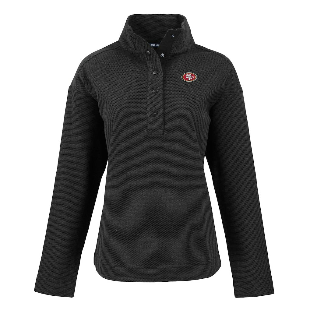 San Francisco 49ers Cutter & Buck Women's Hunts Point Eco Half-Snap Sweatshirt - Black cheap