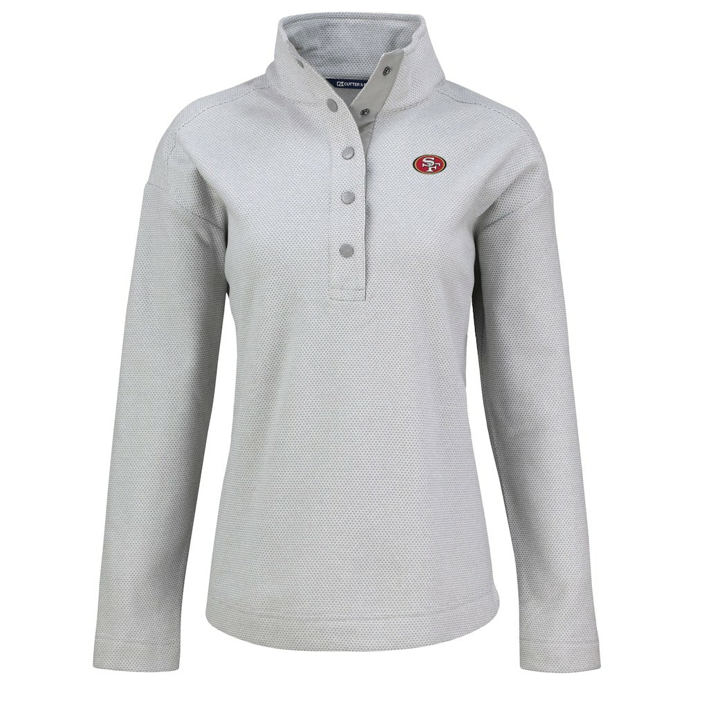 San Francisco 49ers Cutter & Buck Women's Hunts Point Eco Half-Snap Sweatshirt - Gray cheap