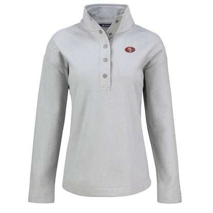 San Francisco 49ers Cutter & Buck Women's Hunts Point Eco Half-Snap Sweatshirt - Gray cheap
