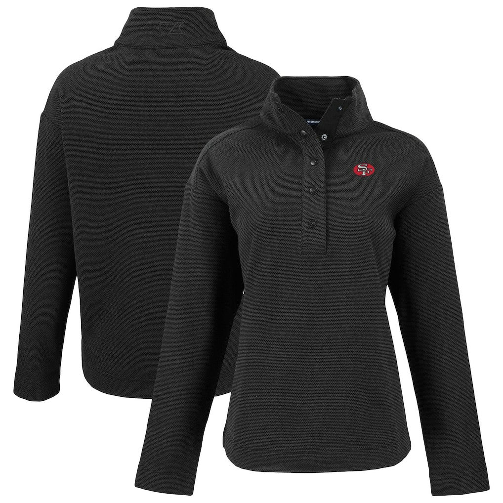 San Francisco 49ers Cutter & Buck Women's Hunts Point Eco Half-Snap Sweatshirt - Black outlet