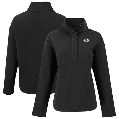 San Francisco 49ers Cutter & Buck Women's Hunts Point Eco Half-Snap Sweatshirt - Black discount