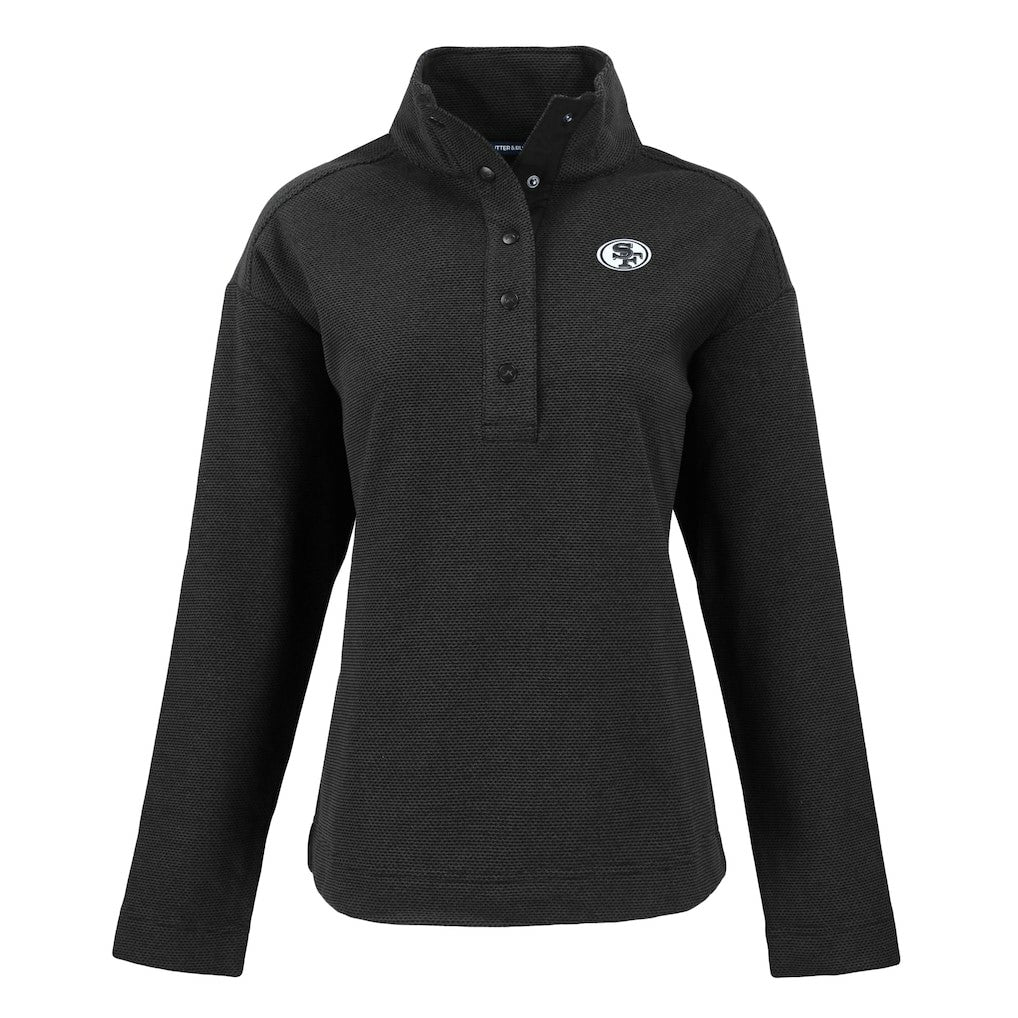 San Francisco 49ers Cutter & Buck Women's Hunts Point Eco Half-Snap Sweatshirt - Black discount
