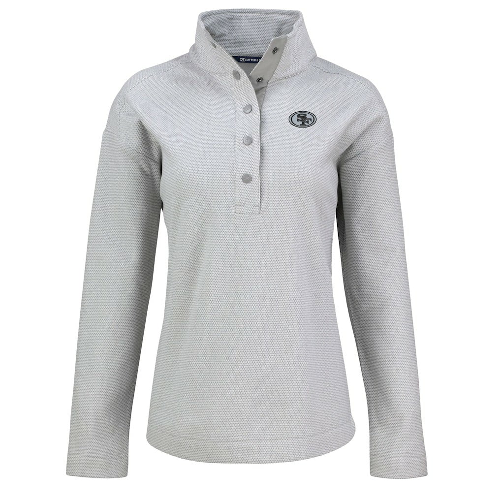 San Francisco 49ers Cutter & Buck Women's Hunts Point Eco Half-Snap Sweatshirt - Gray outlet