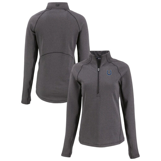 Indianapolis Colts Cutter & Buck Women's Peshastin Eco Fleece Recycled Tri-Blend Raglan Half-Zip Jacket - Heather Black sale