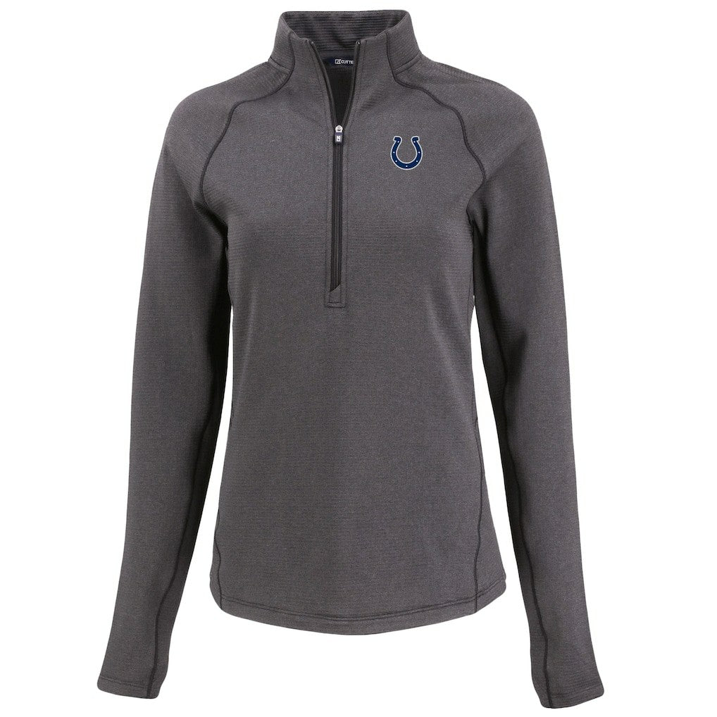 Indianapolis Colts Cutter & Buck Women's Peshastin Eco Fleece Recycled Tri-Blend Raglan Half-Zip Jacket - Heather Black sale