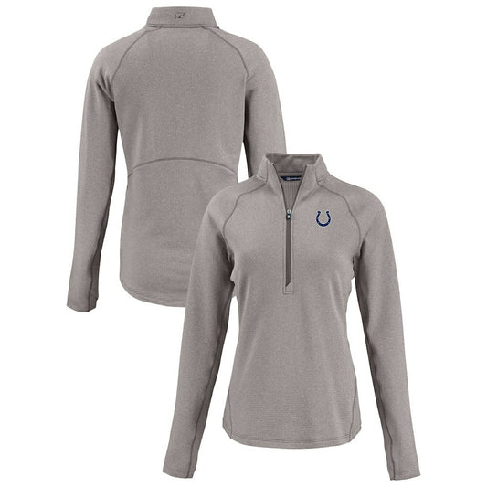 Indianapolis Colts Cutter & Buck Women's Peshastin Eco Fleece Recycled Tri-Blend Raglan Half-Zip Jacket - Heather Gray outlet