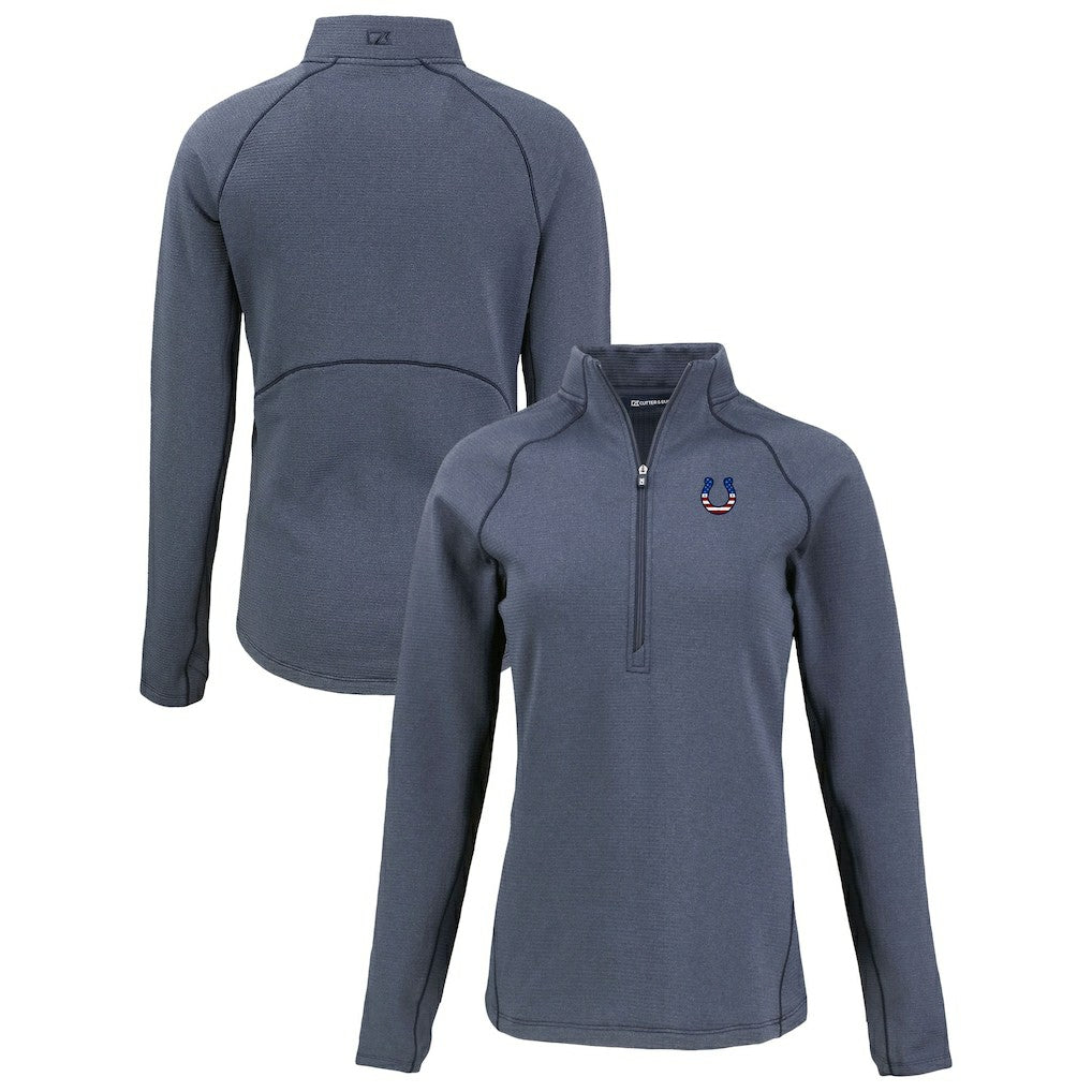 Indianapolis Colts Cutter & Buck Women's Americana Peshastin Eco Fleece Recycled Tri-Blend Raglan Half-Zip Jacket - Heather Navy discount