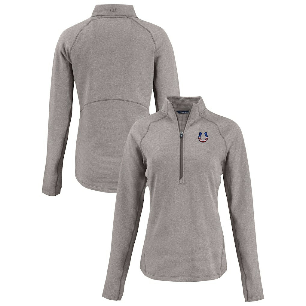 Indianapolis Colts Cutter & Buck Women's Americana Peshastin Eco Fleece Recycled Tri-Blend Raglan Half-Zip Jacket - Heather Gray sale