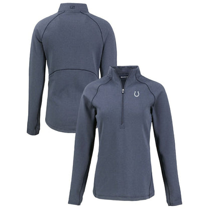 Indianapolis Colts Cutter & Buck Women's Peshastin Eco Fleece Recycled Tri-Blend Raglan Half-Zip Jacket - Heather Navy for sale