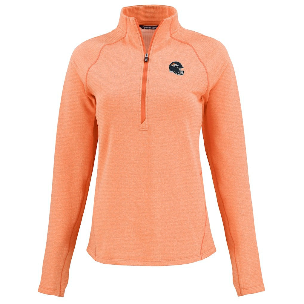 Denver Broncos Cutter & Buck Women's Peshastin Eco Fleece Recycled Tri-Blend Raglan Half-Zip Jacket - Heather Orange discount