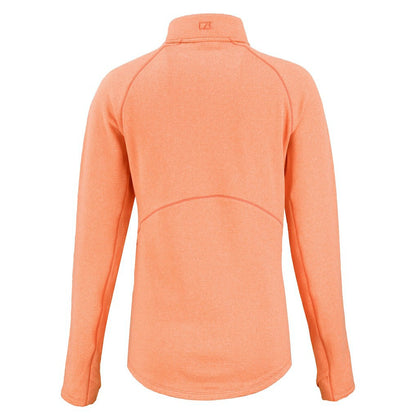 Denver Broncos Cutter & Buck Women's Peshastin Eco Fleece Recycled Tri-Blend Raglan Half-Zip Jacket - Heather Orange discount