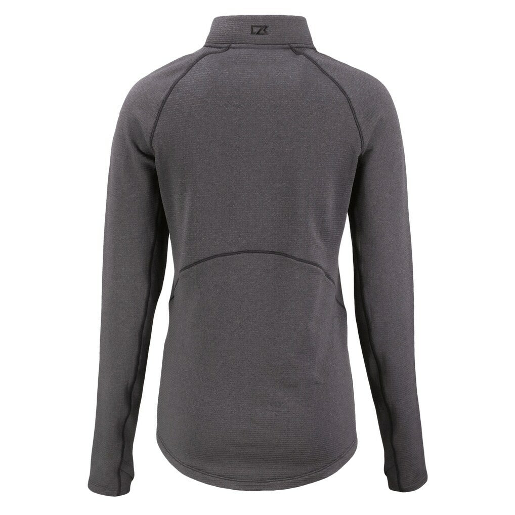 San Francisco 49ers Cutter & Buck Women's Peshastin Eco Fleece Recycled Tri-Blend Raglan Half-Zip Jacket - Heather Black on sale