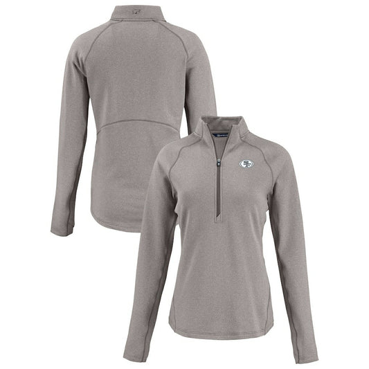 San Francisco 49ers Cutter & Buck Women's Peshastin Eco Fleece Recycled Tri-Blend Raglan Half-Zip Jacket - Heather Gray online