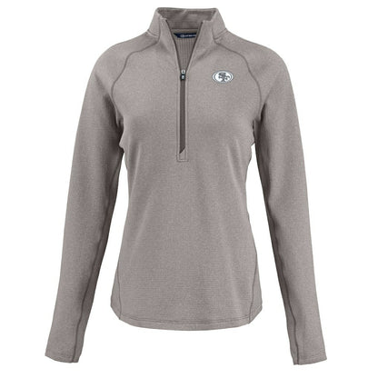 San Francisco 49ers Cutter & Buck Women's Peshastin Eco Fleece Recycled Tri-Blend Raglan Half-Zip Jacket - Heather Gray online