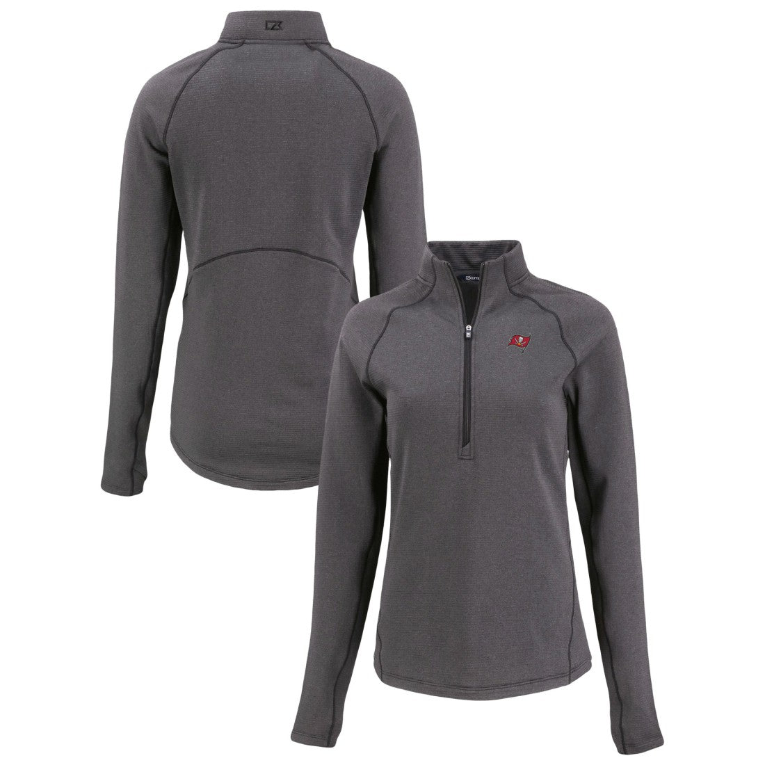 Tampa Bay Buccaneers Cutter & Buck Women's Peshastin Eco Fleece Recycled Tri-Blend Raglan Half-Zip Jacket - Heather Black sale