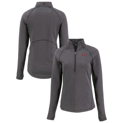 Tampa Bay Buccaneers Cutter & Buck Women's Peshastin Eco Fleece Recycled Tri-Blend Raglan Half-Zip Jacket - Heather Black sale