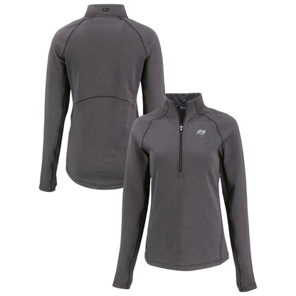 Tampa Bay Buccaneers Cutter & Buck Women's Peshastin Eco Fleece Recycled Tri-Blend Raglan Half-Zip Jacket - Heather Black outlet
