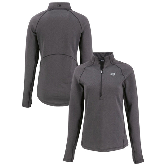 Tampa Bay Buccaneers Cutter & Buck Women's Peshastin Eco Fleece Recycled Tri-Blend Raglan Half-Zip Jacket - Heather Black outlet