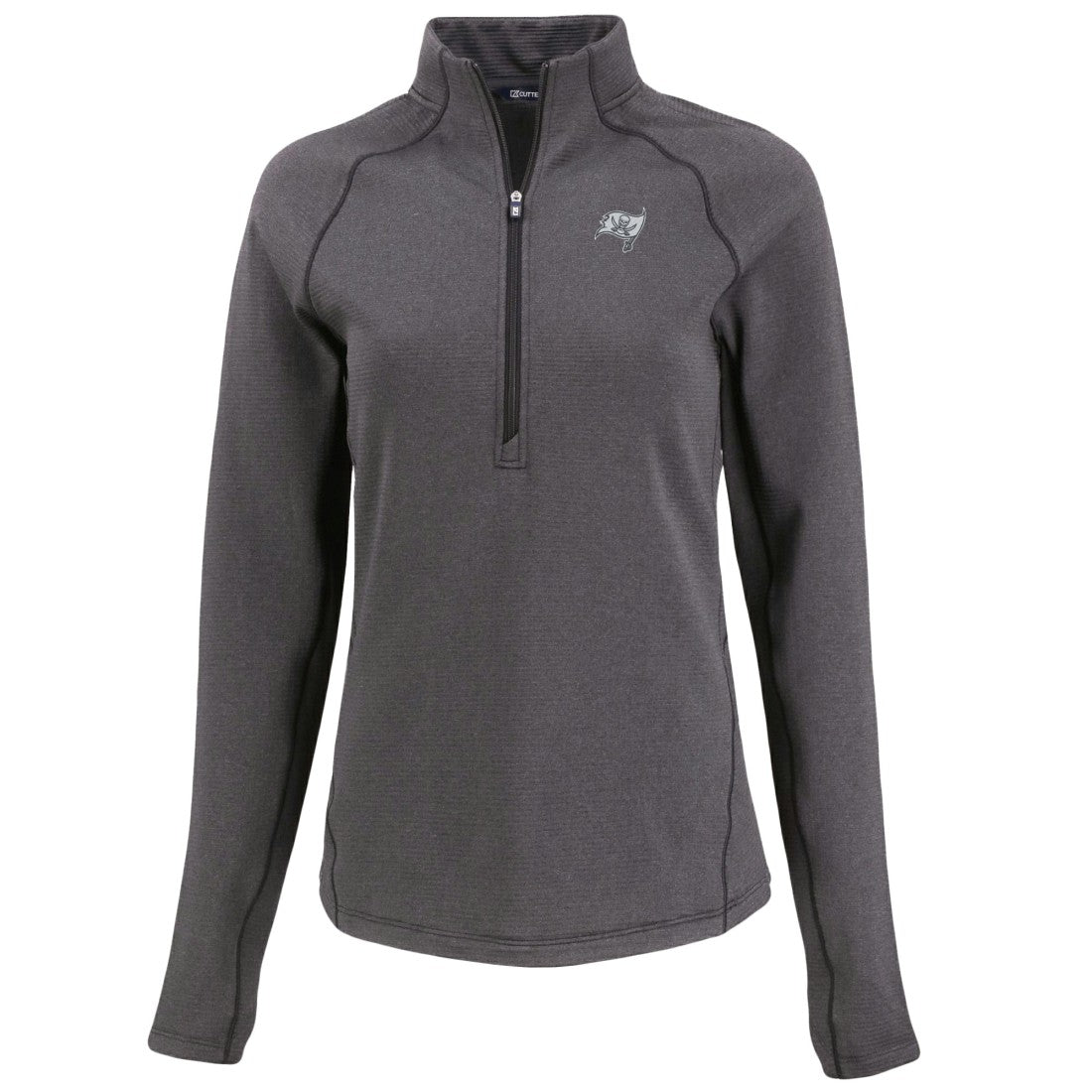 Tampa Bay Buccaneers Cutter & Buck Women's Peshastin Eco Fleece Recycled Tri-Blend Raglan Half-Zip Jacket - Heather Black outlet