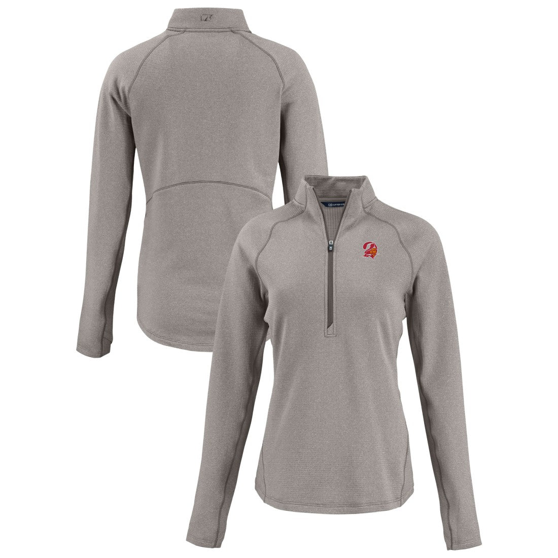 Tampa Bay Buccaneers Cutter & Buck Women's Peshastin Eco Fleece Recycled Tri-Blend Raglan Half-Zip Jacket - Heather Gray cheap