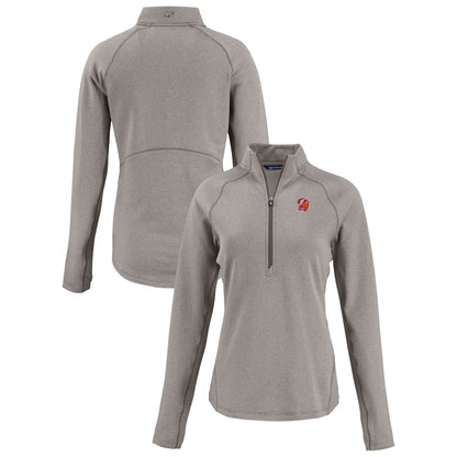 Tampa Bay Buccaneers Cutter & Buck Women's Peshastin Eco Fleece Recycled Tri-Blend Raglan Half-Zip Jacket - Heather Gray cheap