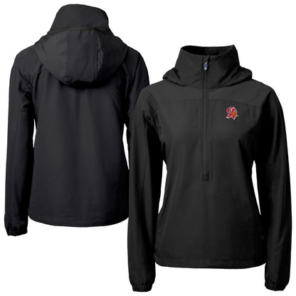 Tampa Bay Buccaneers Cutter & Buck Women's Charter Eco Recycled Half-Zip Hooded Anorak Jacket - Black outlet