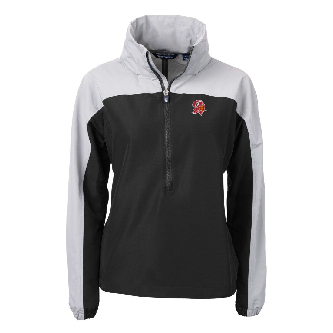 Tampa Bay Buccaneers Cutter & Buck Women's Charter Eco Recycled Half-Zip Hooded Anorak Jacket - Black cheap