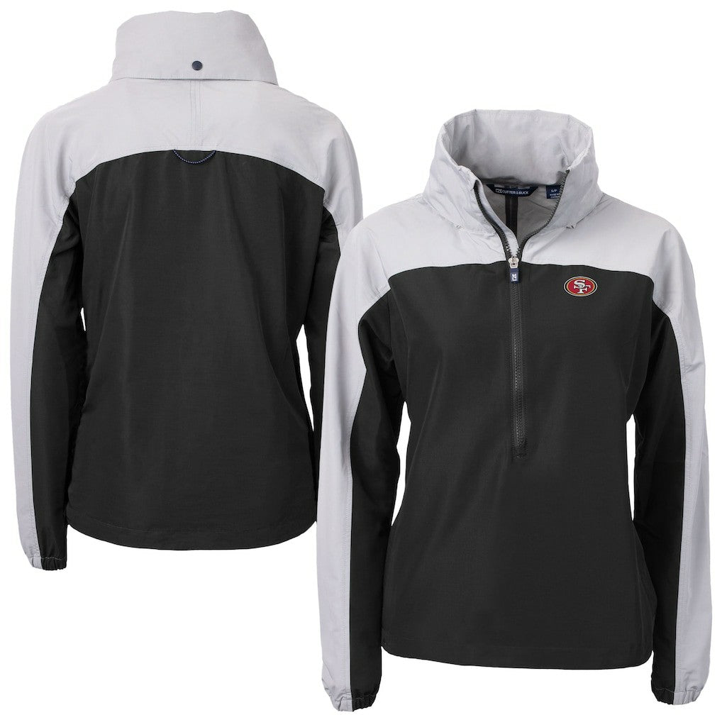 San Francisco 49ers Cutter & Buck Women's Charter Eco Recycled Half-Zip Hooded Anorak Jacket - Black sale